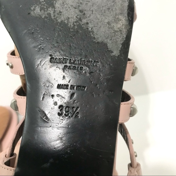 SAINT LAURENT Pink Gladiator Studded Leather Sandals 39.5 - Picture 2 of 16
